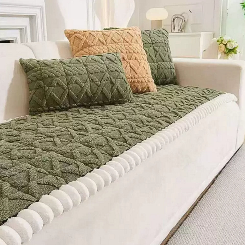 Plush Sherpa Sofa Cover-Covers & Textiles > Sofa Covers-casanuva-Moss Green-27.6"x59"-casanuva