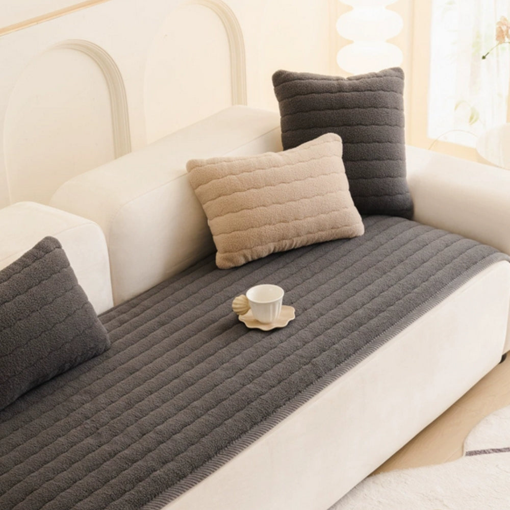 Plush Sofa Cover Thick Fabric-Covers & Textiles > Sofa Covers-casanuva-Charcoal Mist-28"x59"-casanuva