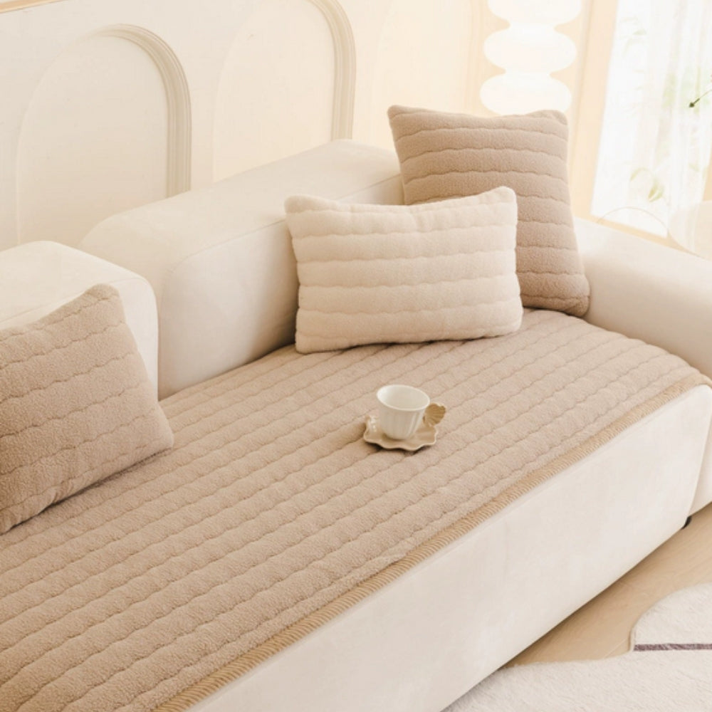 Plush Sofa Cover Thick Fabric-Covers & Textiles > Sofa Covers-casanuva-Taupe Sand-28"x59"-casanuva