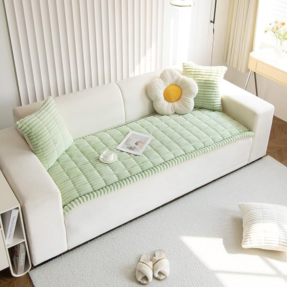Plush Sofa Cover with Pleated Edges-Covers & Textiles > Sofa Covers-casanuva-casanuva