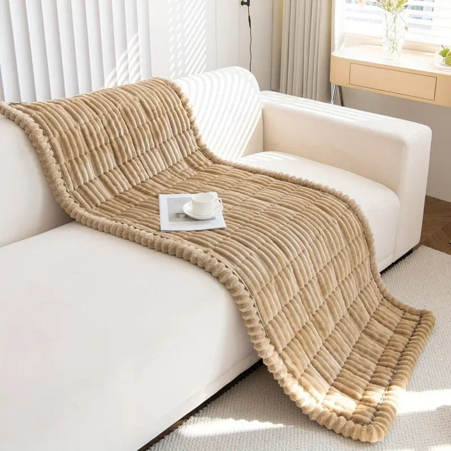 Plush Sofa Cover with Pleated Edges-Covers & Textiles > Sofa Covers-casanuva-casanuva