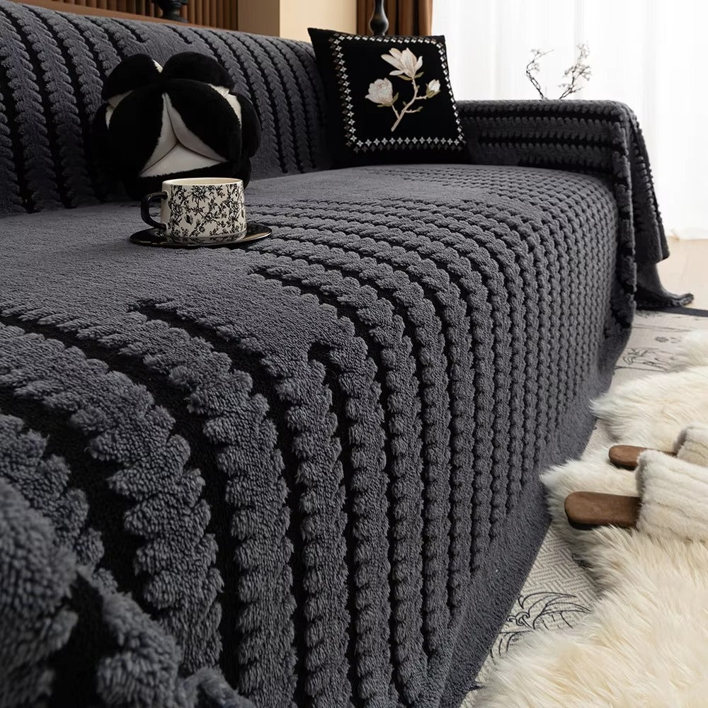 Plush Tufted Sofa Cover-Covers & Textiles > Sofa Covers-casanuva-Charcoal Night-71"x51"-casanuva