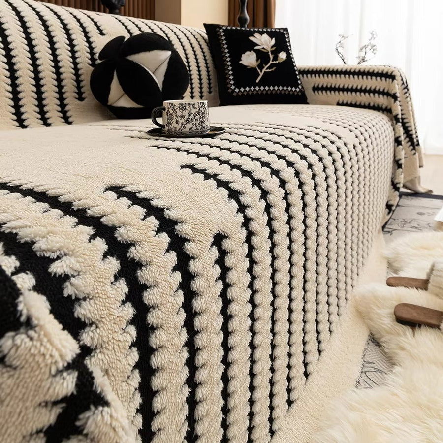 Plush Tufted Sofa Cover-Covers & Textiles > Sofa Covers-casanuva-Ivory Contrast-71"x51"-casanuva