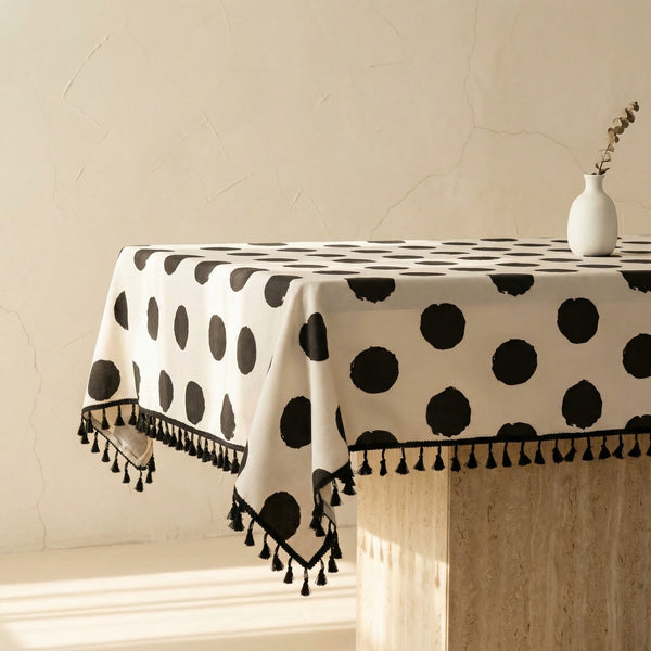 Polka Dot Tassel Tablecloth-Covers & Textiles > Table Cloths-casanuva-casanuva