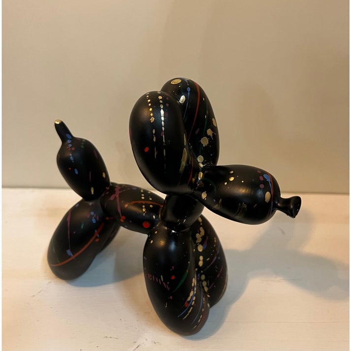 Polyresin Balloon Dog Ornament with Colorful Paint Splash Finish-Home Decor > Figurines-casanuva-Black-W 7x16x17cm-casanuva