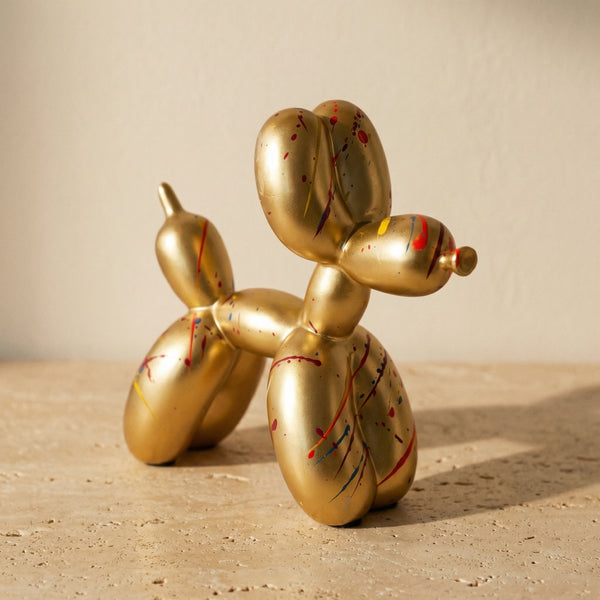 Polyresin Balloon Dog Ornament with Colorful Paint Splash Finish-Home Decor > Figurines-casanuva-casanuva