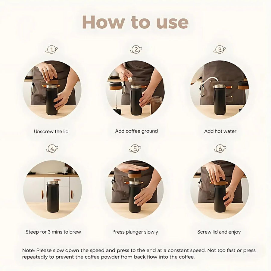 Portable French Press Coffee Maker with Stainless Steel Filter-Kitchen & Dining > Coffee & Tea-casanuva-casanuva
