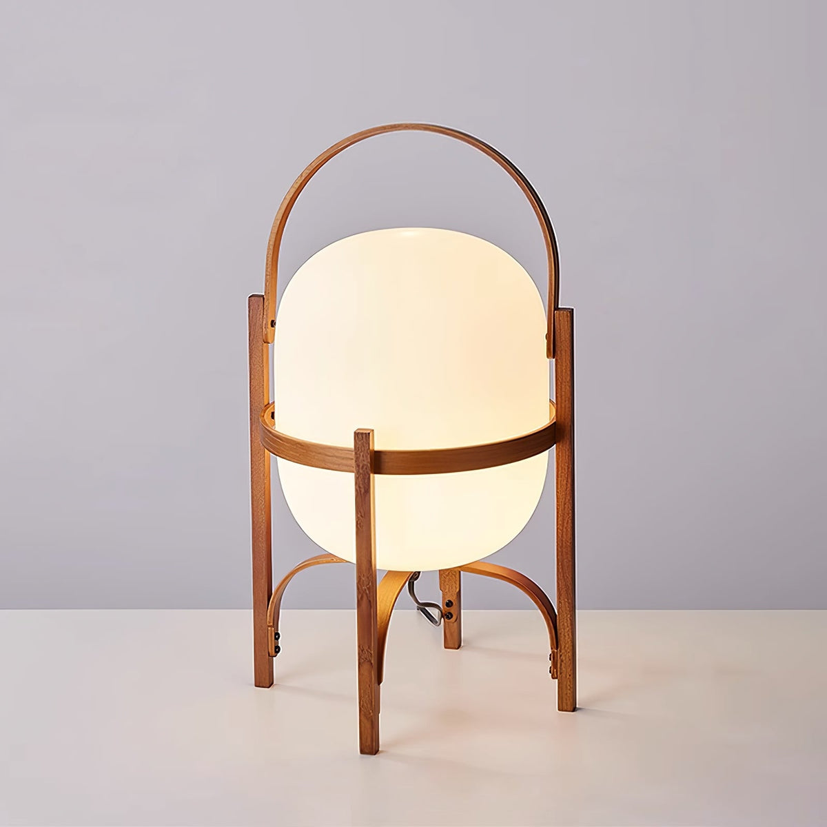 Portable Glass Table Lamp-Lighting > Table Lamps-casanuva-18cmx30cm-Walnut wood-US Plug-casanuva