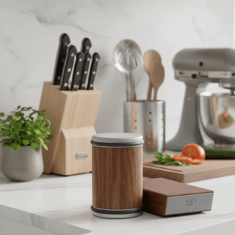 Professional Knife Sharpener with Diamond Roller-Kitchen & Dining > Cooking Utensils-casanuva-Brown-casanuva