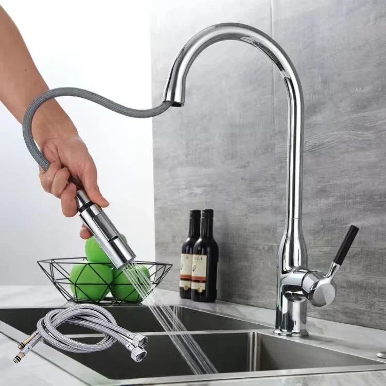 Pull-Out Kitchen Faucet with Hand Shower-Kitchen & Dining > Kitchen Faucets-casanuva-Chrome with hose-casanuva