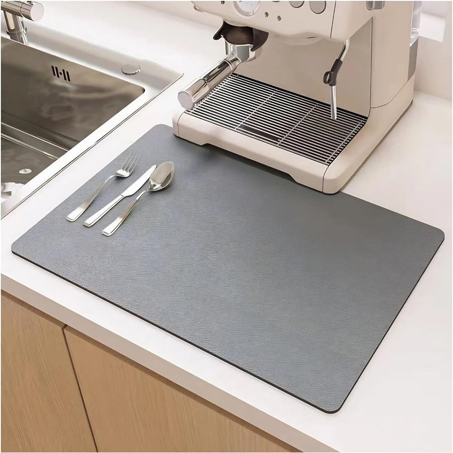 Quick Dry Absorbent Kitchen Dish Mat-Kitchen & Dining > Kitchen Mats-casanuva-Gray-Small (16"x20")-casanuva