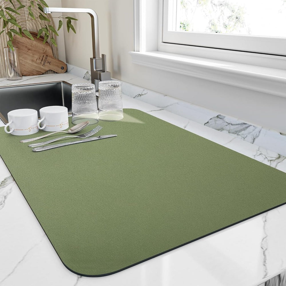 Quick Dry Absorbent Kitchen Dish Mat-Kitchen & Dining > Kitchen Mats-casanuva-Green-Small (16"x20")-casanuva