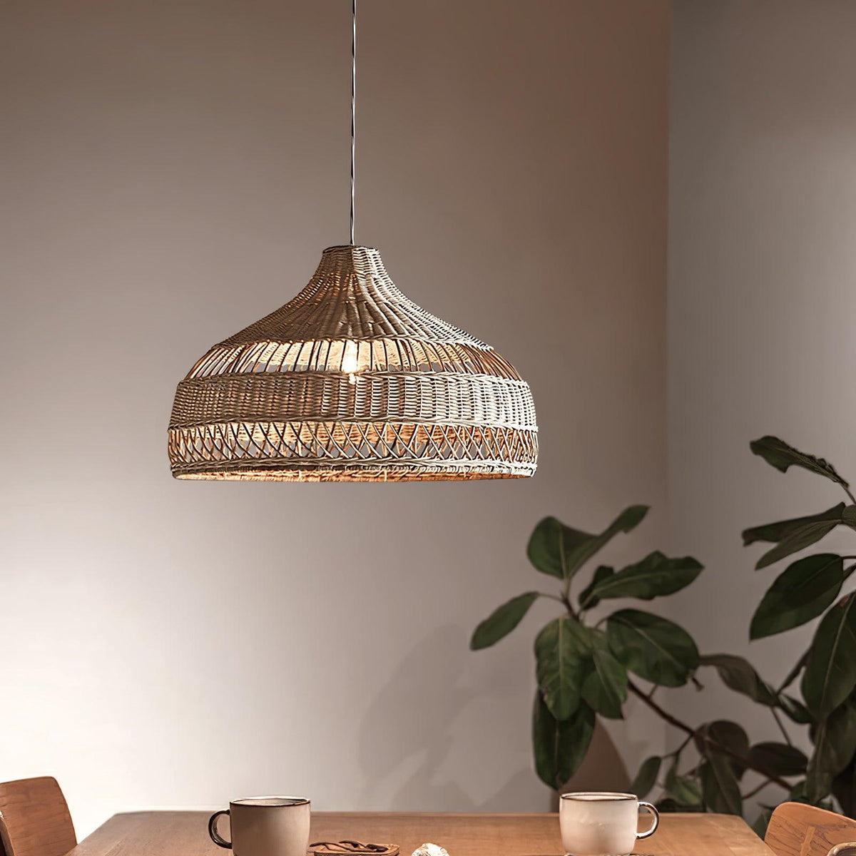 Rattan Dome Pendant Light-Lighting > Pendant Lights-casanuva-casanuva