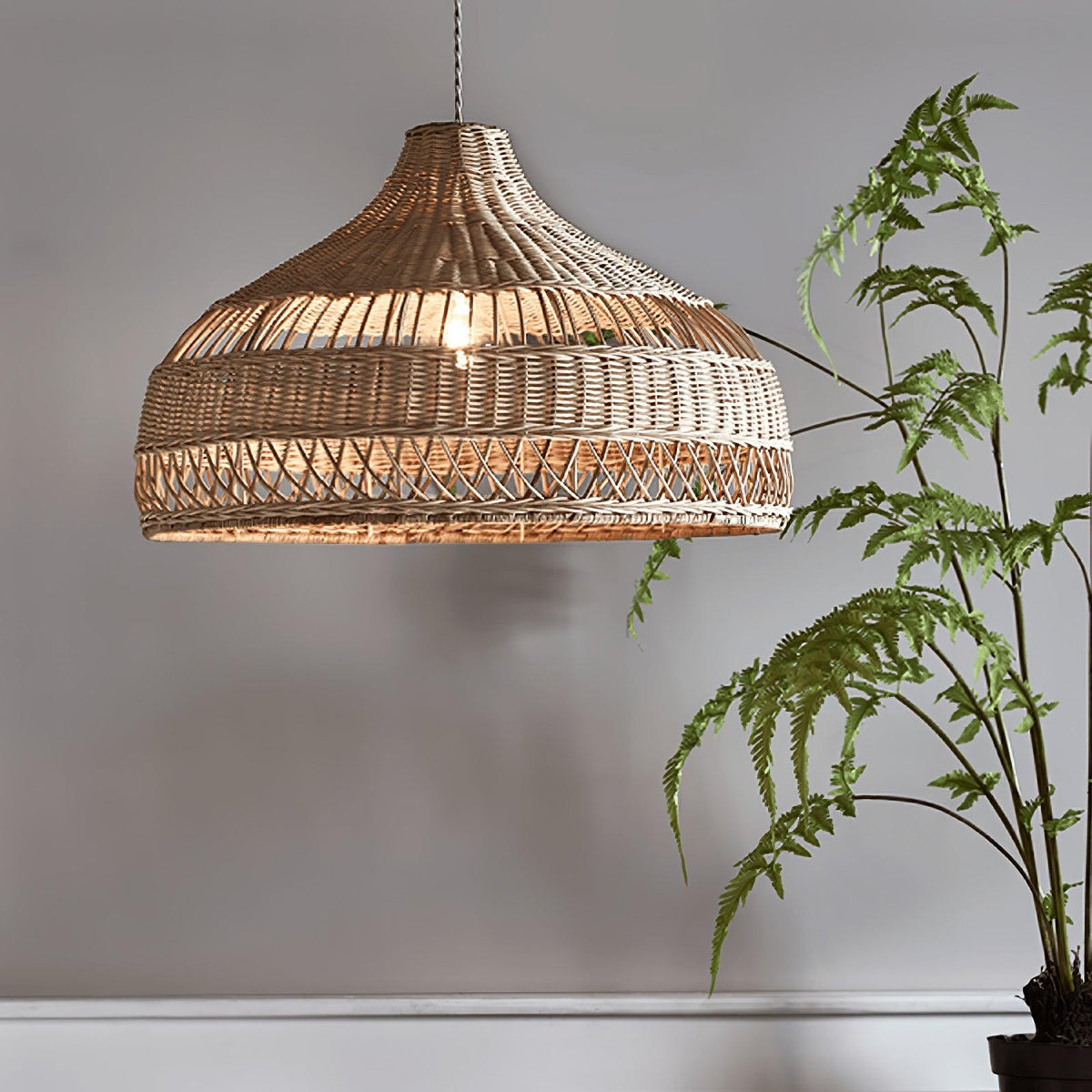 Rattan Dome Pendant Light-Lighting > Pendant Lights-casanuva-casanuva