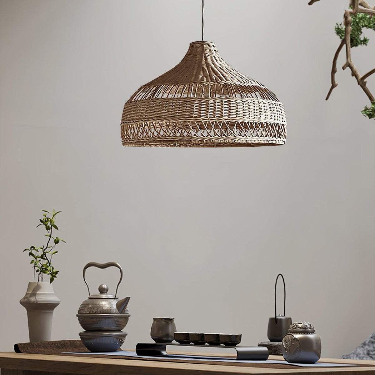 Rattan Dome Pendant Light-Lighting > Pendant Lights-casanuva-casanuva