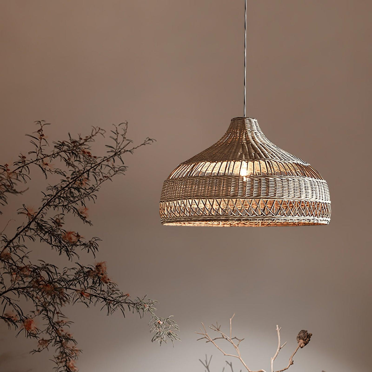 Rattan Dome Pendant Light-Lighting > Pendant Lights-casanuva-casanuva