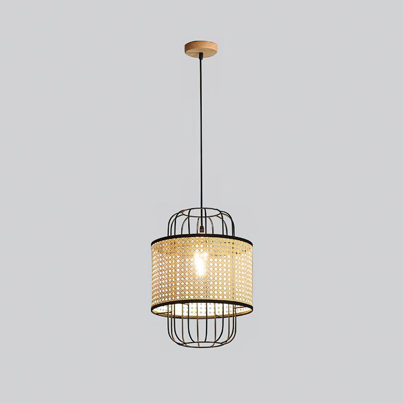Rattan Pendant Lamp Natural Design-Lighting > Pendant Lights-casanuva-30cmx40cm-Natural rattan & Black-casanuva