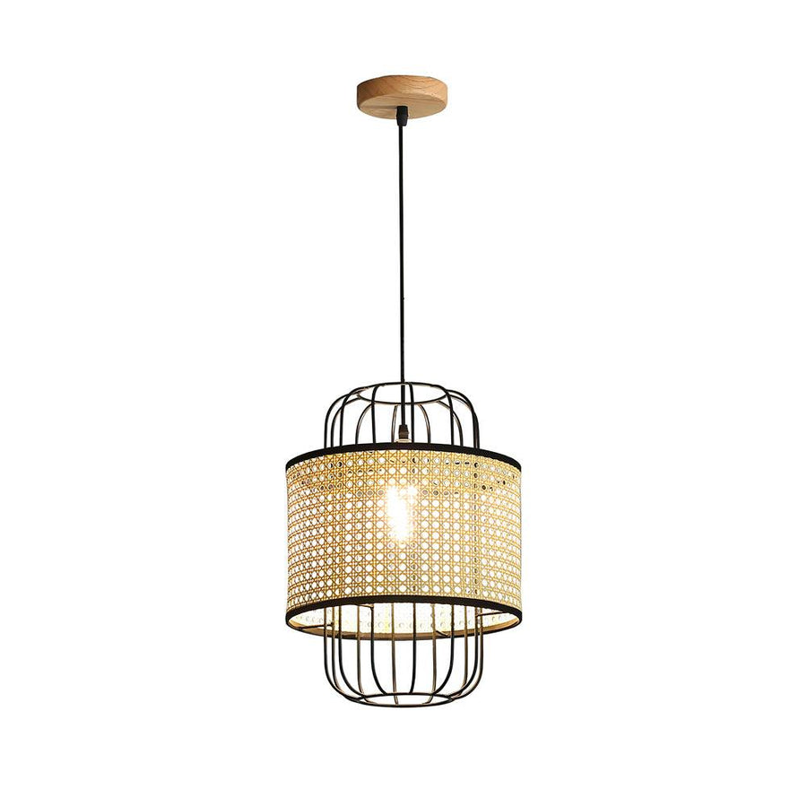 Rattan Pendant Lamp Natural Design-Lighting > Pendant Lights-casanuva-40cmx50cm-Natural rattan & Black-casanuva