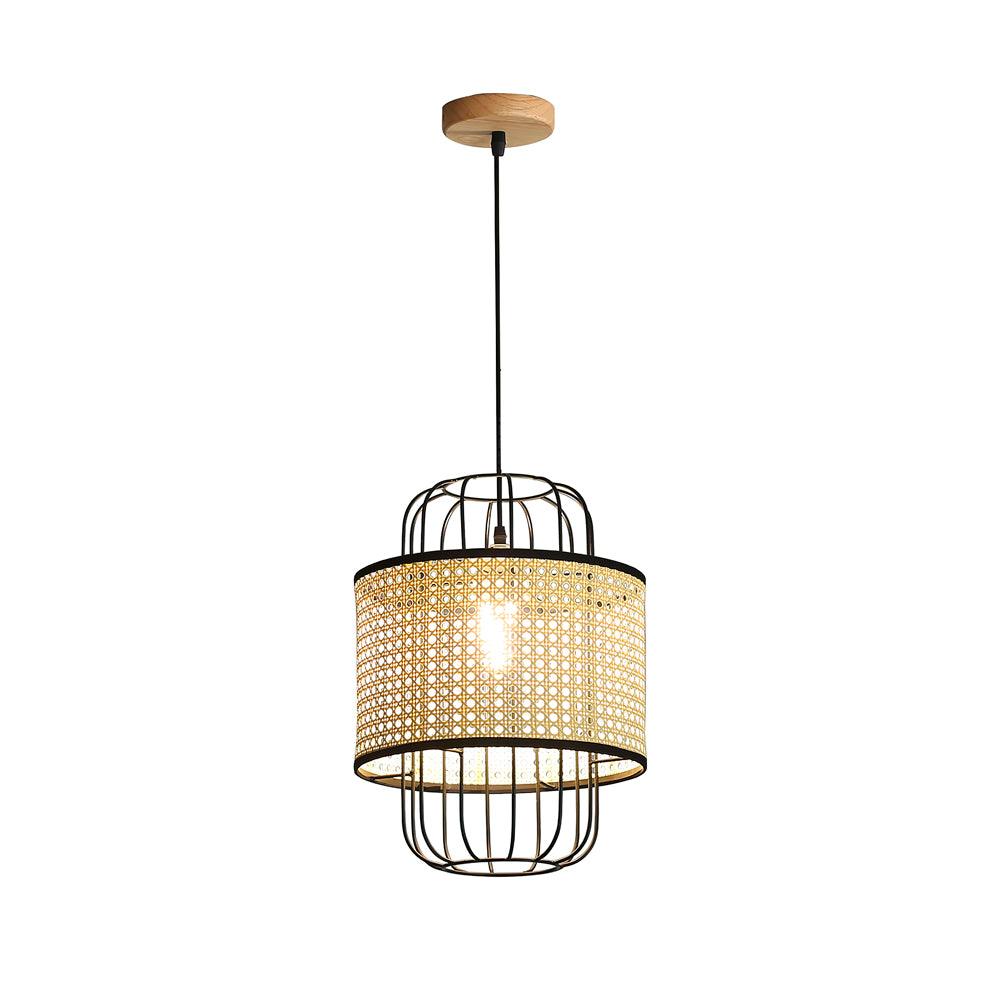 Rattan Pendant Lamp Natural Design-Lighting > Pendant Lights-casanuva-40cmx50cm-Natural rattan & Black-casanuva