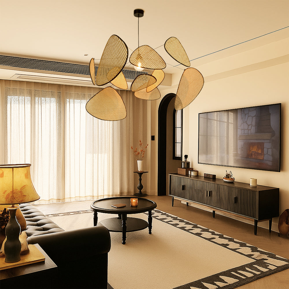 Rattan Pendant Lamp Natural Woven Light Fixture-Lighting > Pendant Lights-casanuva-casanuva