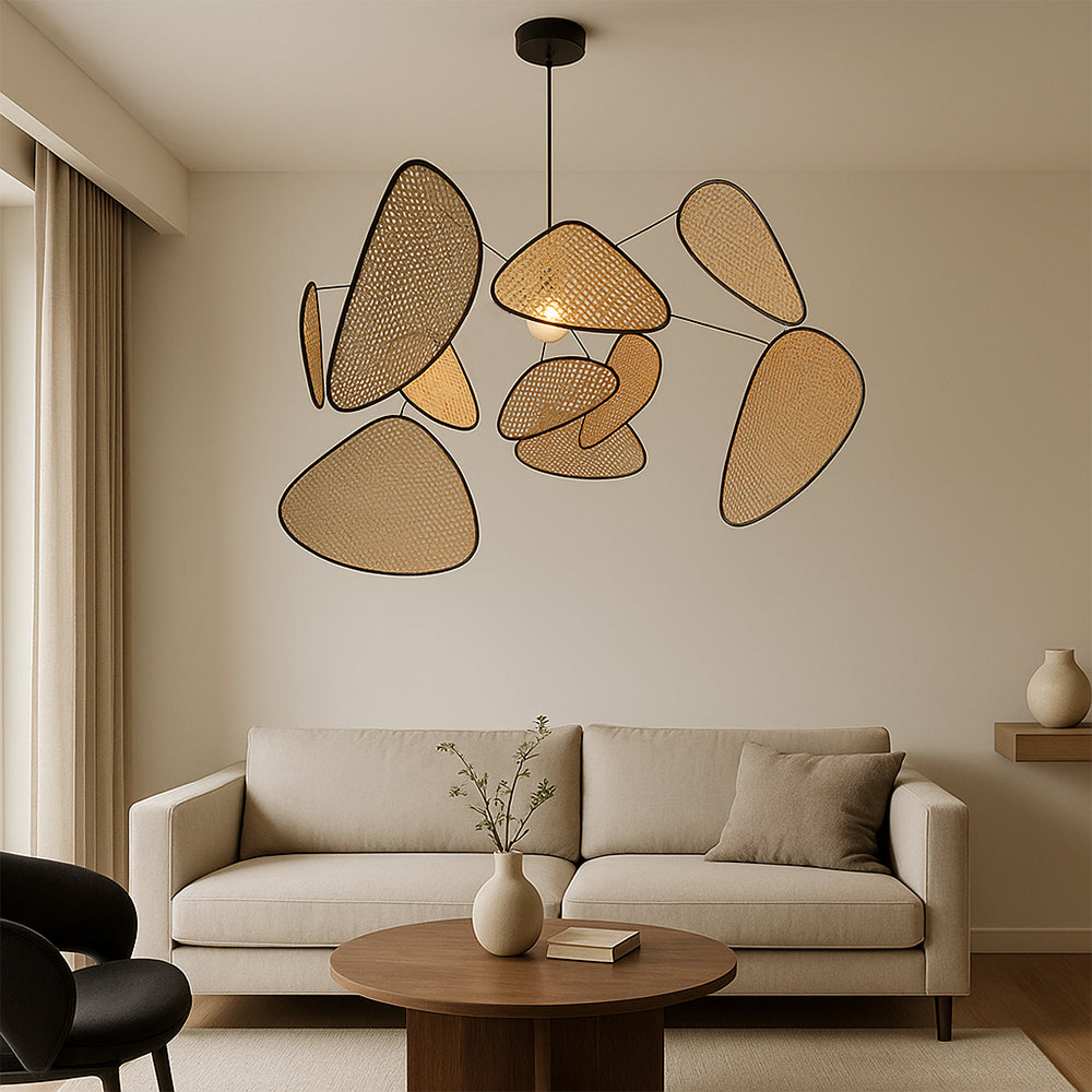 Rattan Pendant Lamp Natural Woven Light Fixture-Lighting > Pendant Lights-casanuva-casanuva