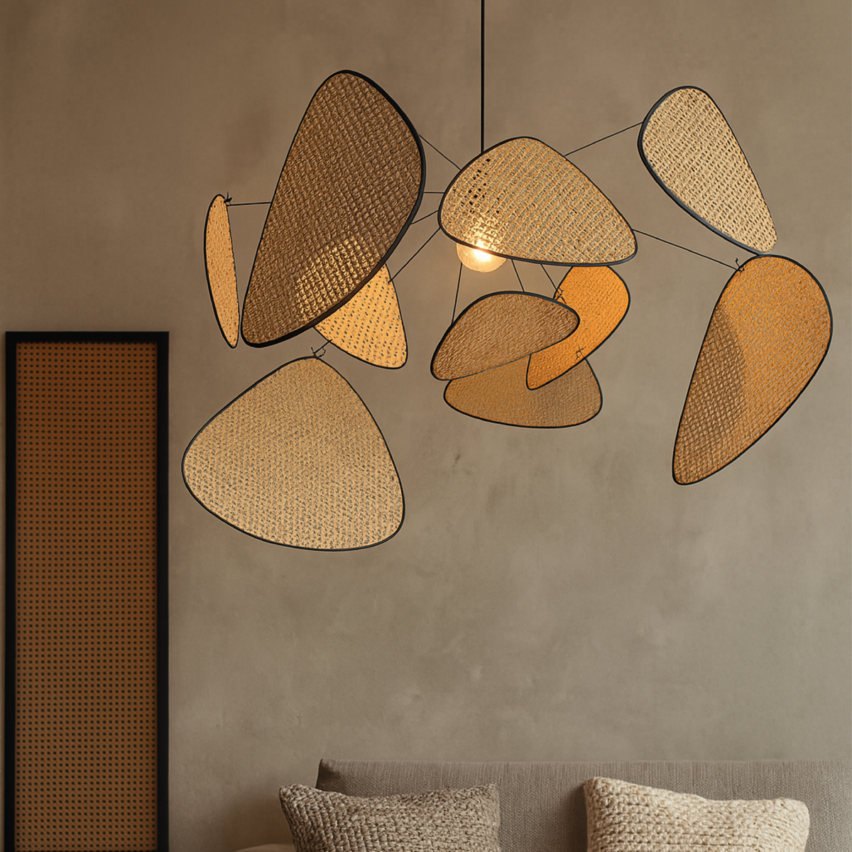 Rattan Pendant Lamp Natural Woven Light Fixture-Lighting > Pendant Lights-casanuva-casanuva