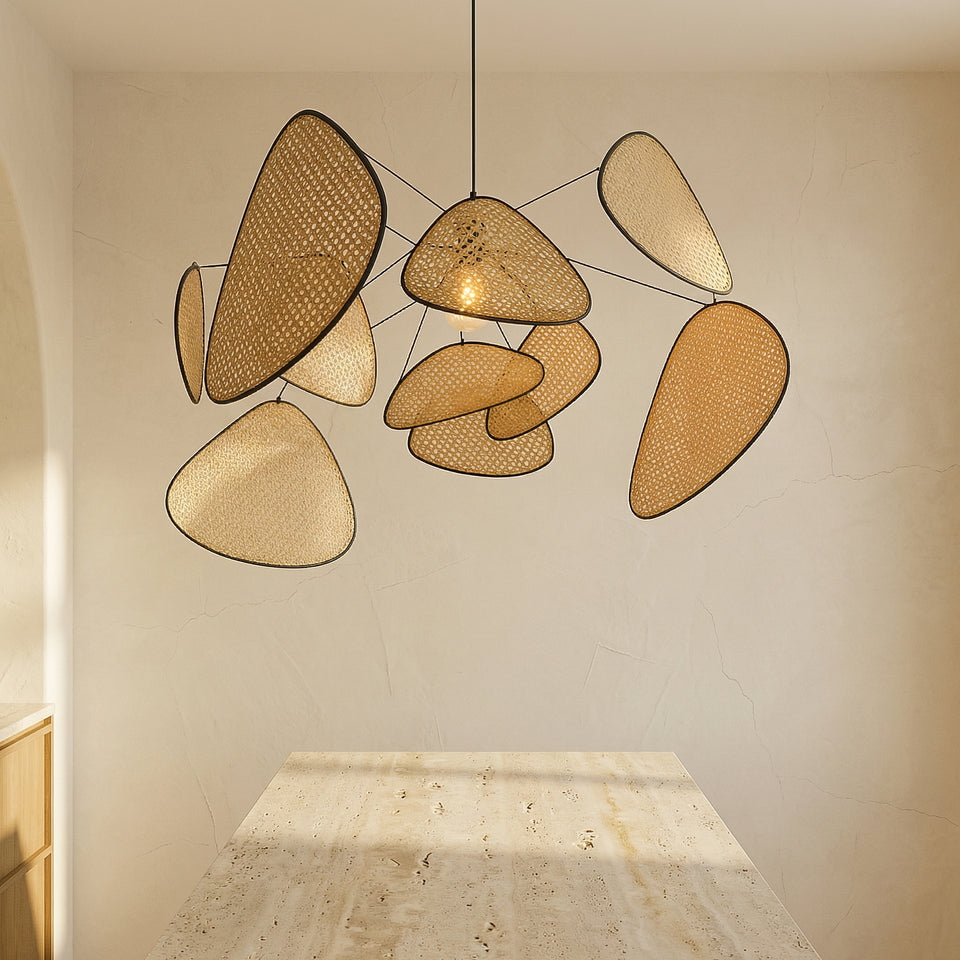 Rattan Pendant Lamp Natural Woven Light Fixture-Lighting > Pendant Lights-casanuva-casanuva
