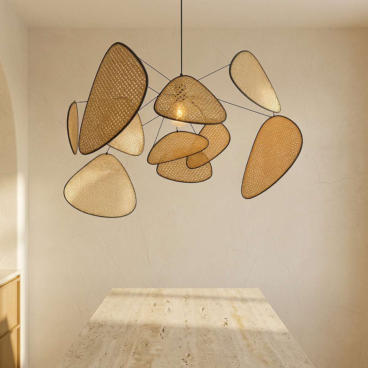 Rattan Pendant Lamp Natural Woven Light Fixture-Lighting > Pendant Lights-casanuva-casanuva