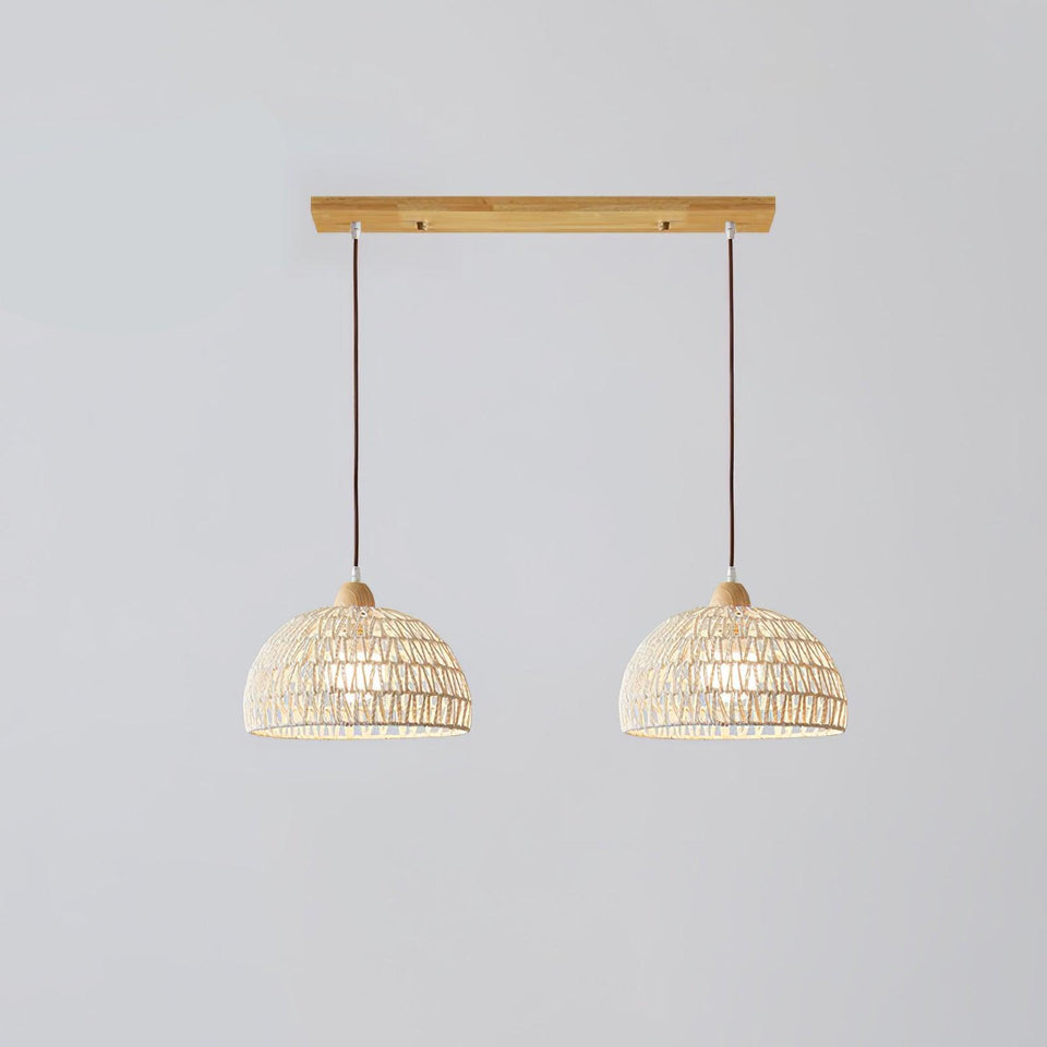 Rattan Pendant Light with Arch Design-Lighting > Pendant Lights-casanuva-2 heads 60cmx150cm-Natural rattan & Nature-casanuva