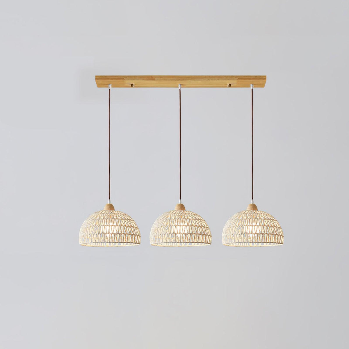 Rattan Pendant Light with Arch Design-Lighting > Pendant Lights-casanuva-3 heads 60cmx150cm-Natural rattan & Nature-casanuva