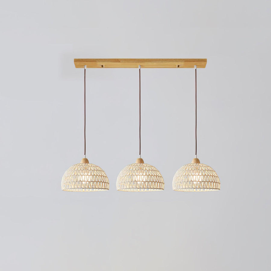 Rattan Pendant Light with Arch Design-Lighting > Pendant Lights-casanuva-3 heads 60cmx150cm-Natural rattan & Nature-casanuva