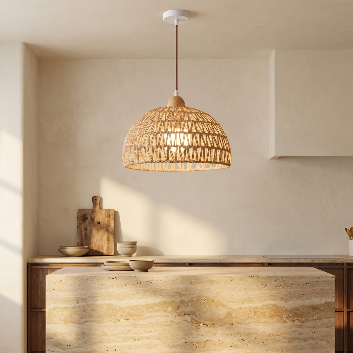 Rattan Pendant Light with Arch Design-Lighting > Pendant Lights-casanuva-casanuva