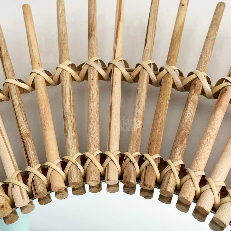 Rattan Wall Mirror 80cm Natural Finish-Home Decor > Decorative Accessories-casanuva-casanuva