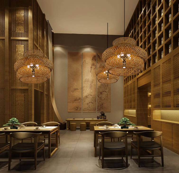 Rattan Weaving 3 Layer Chandelier for 4 or 6 Lights-Lighting > Chandeliers & Pendant Lights-casanuva-casanuva