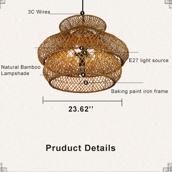 Rattan Weaving 3 Layer Chandelier for 4 or 6 Lights-Lighting > Chandeliers & Pendant Lights-casanuva-casanuva