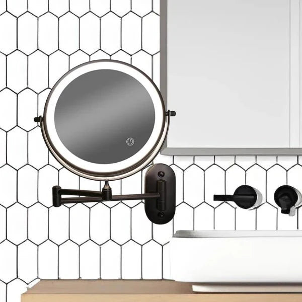 Rechargeable Black LED Makeup Mirror for Bathroom Use-Bedding & Bath > Bathroom Accessories-casanuva-casanuva
