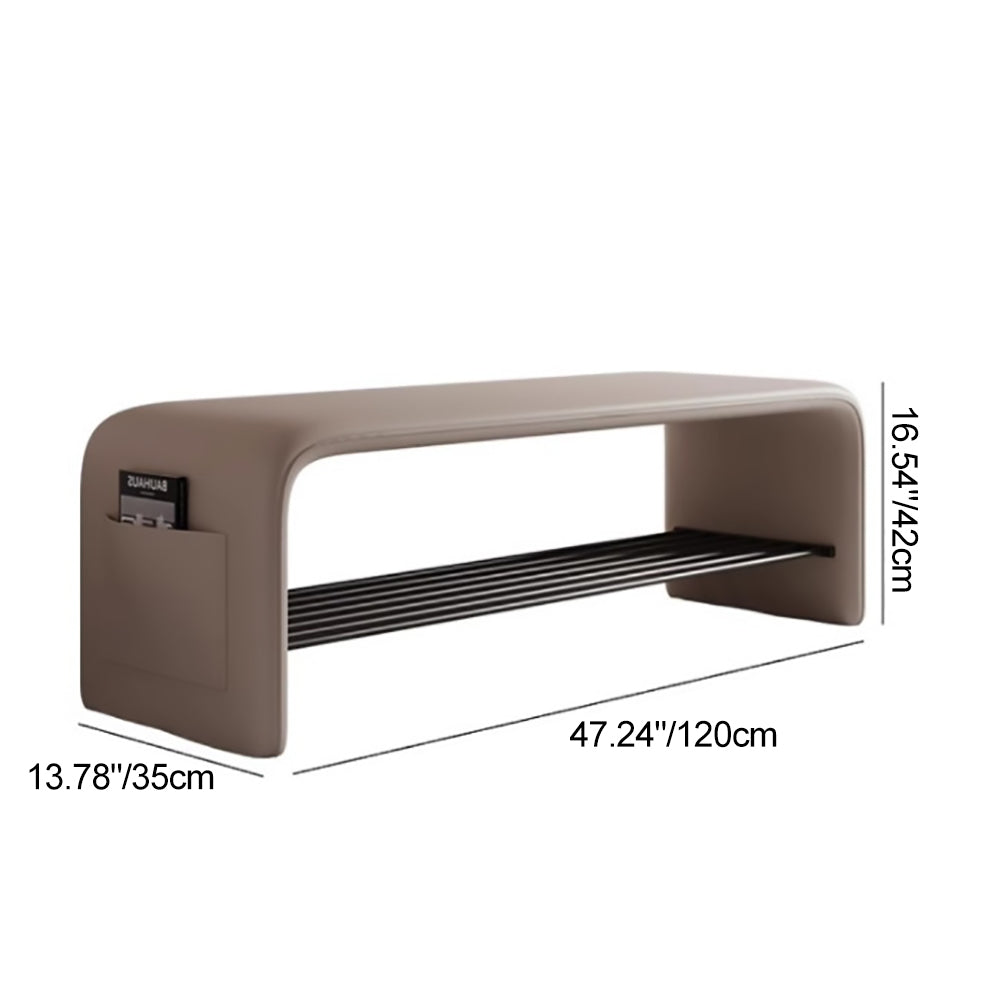 Rectangular 2-Tier Shoe Shelf Bench Eco-Friendly Synthetic Leather Carbon Steel for Entryway Storage-Furniture > Side Tables-casanuva-casanuva
