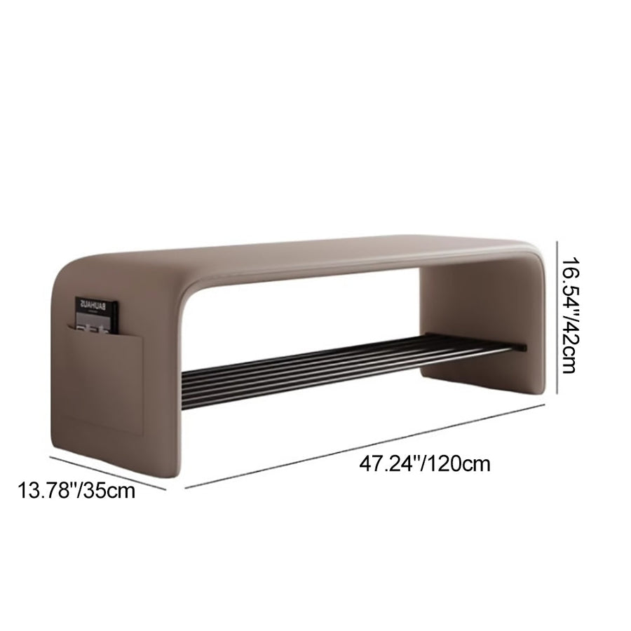 Rectangular 2-Tier Shoe Shelf Bench Eco-Friendly Synthetic Leather Carbon Steel for Entryway Storage-Furniture > Side Tables-casanuva-casanuva