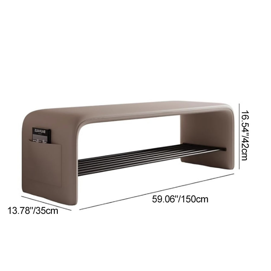 Rectangular 2-Tier Shoe Shelf Bench Eco-Friendly Synthetic Leather Carbon Steel for Entryway Storage-Furniture > Side Tables-casanuva-casanuva