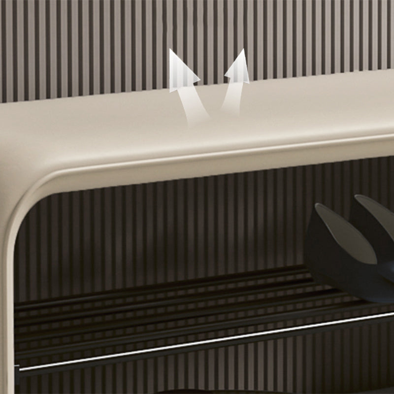 Rectangular 2-Tier Shoe Shelf Bench Eco-Friendly Synthetic Leather Carbon Steel for Entryway Storage-Furniture > Side Tables-casanuva-casanuva