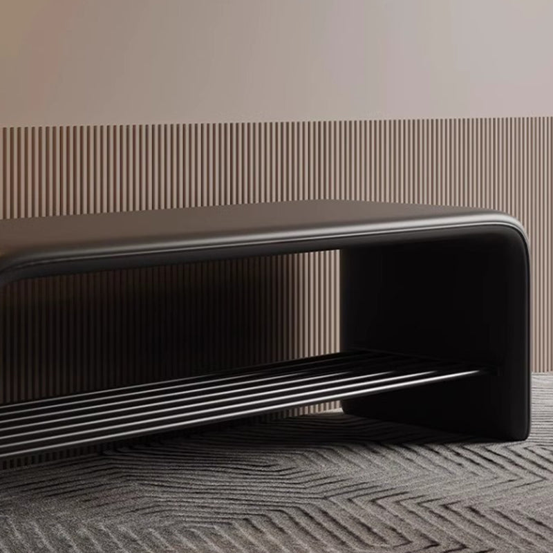 Rectangular 2-Tier Shoe Shelf Bench Eco-Friendly Synthetic Leather Carbon Steel for Entryway Storage-Furniture > Side Tables-casanuva-casanuva