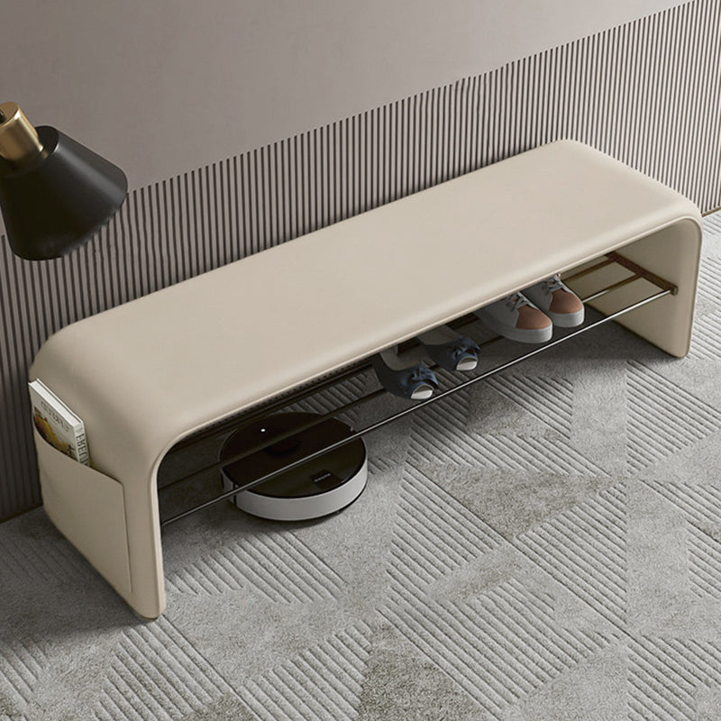 Rectangular 2-Tier Shoe Shelf Bench Eco-Friendly Synthetic Leather Carbon Steel for Entryway Storage-Furniture > Side Tables-casanuva-casanuva