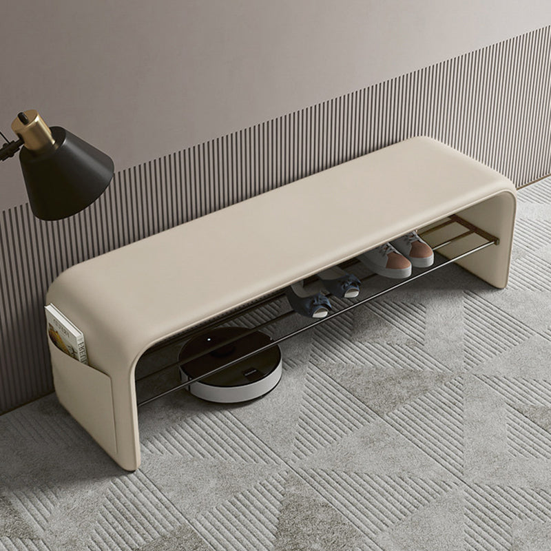 Rectangular 2-Tier Shoe Shelf Bench Eco-Friendly Synthetic Leather Carbon Steel for Entryway Storage-Furniture > Side Tables-casanuva-casanuva