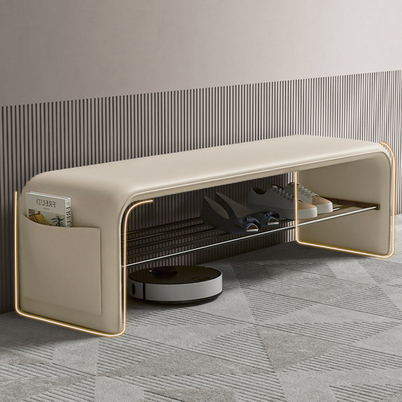 Rectangular 2-Tier Shoe Shelf Bench Eco-Friendly Synthetic Leather Carbon Steel for Entryway Storage-Furniture > Side Tables-casanuva-casanuva