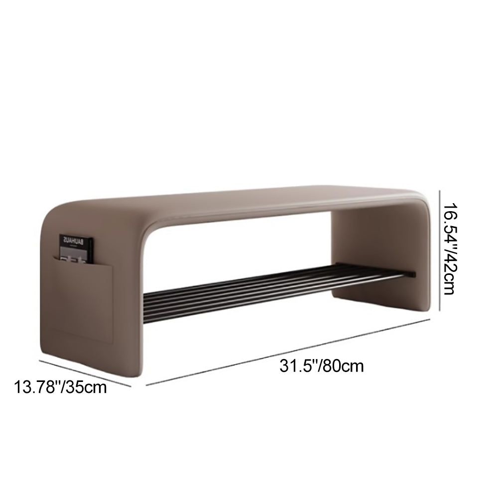 Rectangular 2-Tier Shoe Shelf Bench Eco-Friendly Synthetic Leather Carbon Steel for Entryway Storage-Furniture > Side Tables-casanuva-casanuva