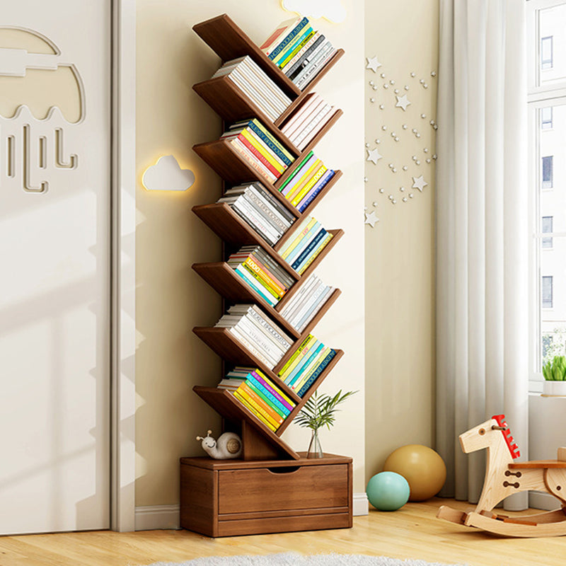 Rectangular Solid Wood Eco-Friendly Bookshelf 6/8/10/12 Tier for Home Office-Furniture > Bookshelves-casanuva-Extra Large-Walnut Color-casanuva