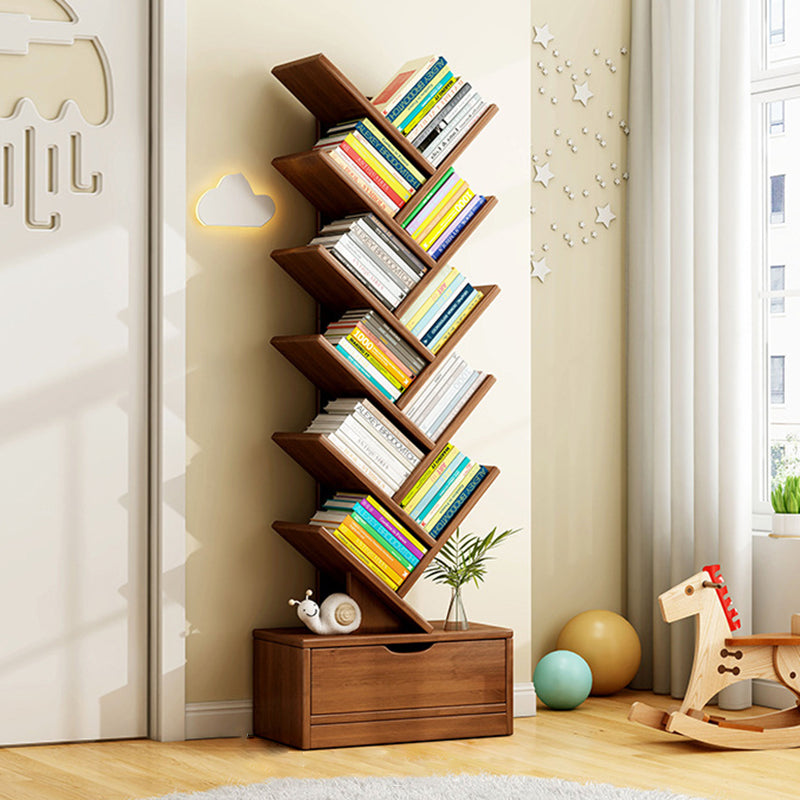 Rectangular Solid Wood Eco-Friendly Bookshelf 6/8/10/12 Tier for Home Office-Furniture > Bookshelves-casanuva-Large-Walnut Color-casanuva
