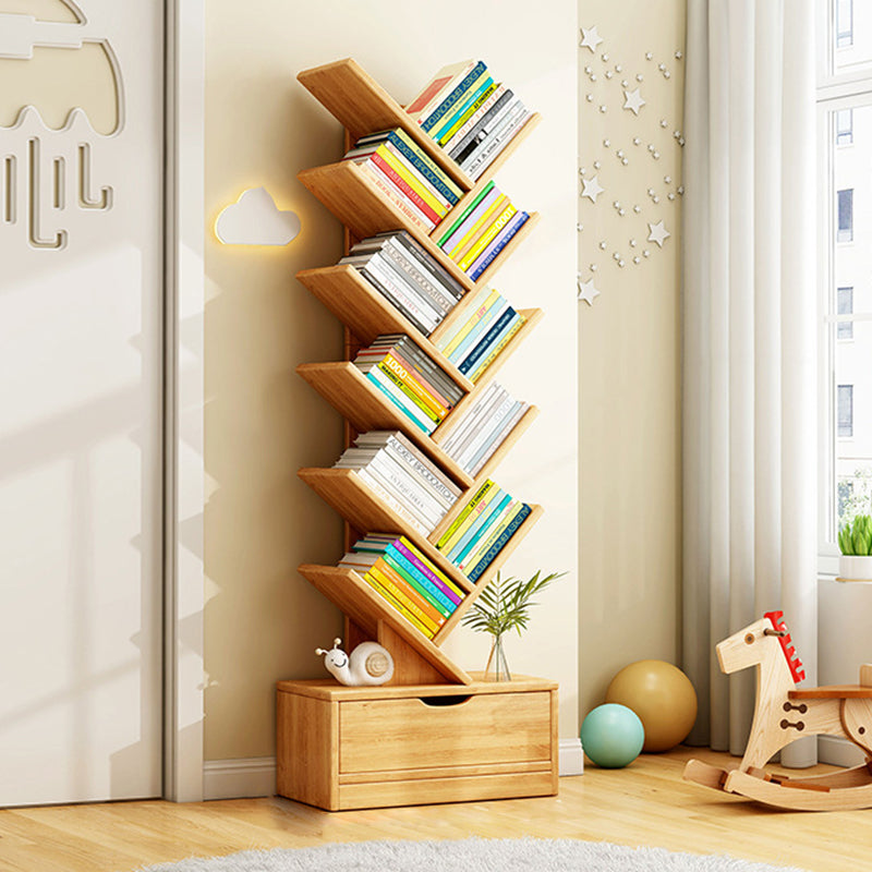 Rectangular Solid Wood Eco-Friendly Bookshelf 6/8/10/12 Tier for Home Office-Furniture > Bookshelves-casanuva-Large-Wood Color-casanuva