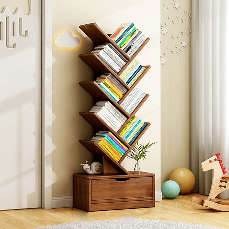 Rectangular Solid Wood Eco-Friendly Bookshelf 6/8/10/12 Tier for Home Office-Furniture > Bookshelves-casanuva-Medium-Walnut Color-casanuva