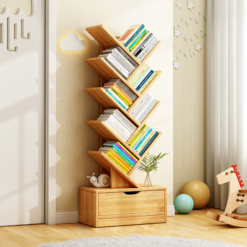 Rectangular Solid Wood Eco-Friendly Bookshelf 6/8/10/12 Tier for Home Office-Furniture > Bookshelves-casanuva-Medium-Wood Color-casanuva